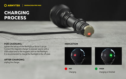 Lampe torche Armytek Barracuda Pro Max White 2800 Lumens - Portée 1000m - Rechargeable - Batterie 21700 Li-Ion