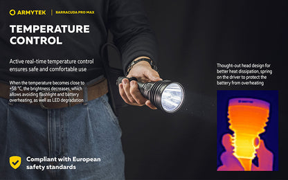 Lampe torche Armytek Barracuda Pro Max White 2800 Lumens - Portée 1000m - Rechargeable - Batterie 21700 Li-Ion