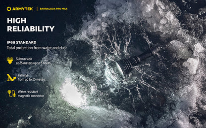Lampe torche Armytek Barracuda Pro Max White 2800 Lumens - Portée 1000m - Rechargeable - Batterie 21700 Li-Ion