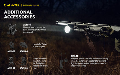 Lampe torche Armytek Barracuda Pro Max White 2800 Lumens - Portée 1000m - Rechargeable - Batterie 21700 Li-Ion