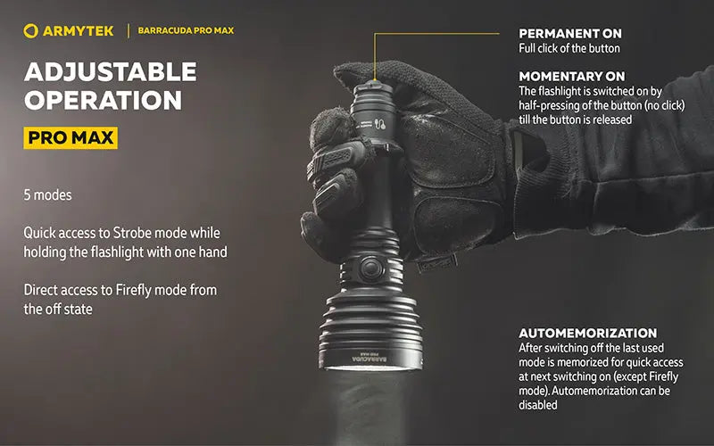 Lampe torche Armytek Barracuda Pro Max White 2800 Lumens - Portée 1000m - Rechargeable - Batterie 21700 Li-Ion  NYCTALOPE  