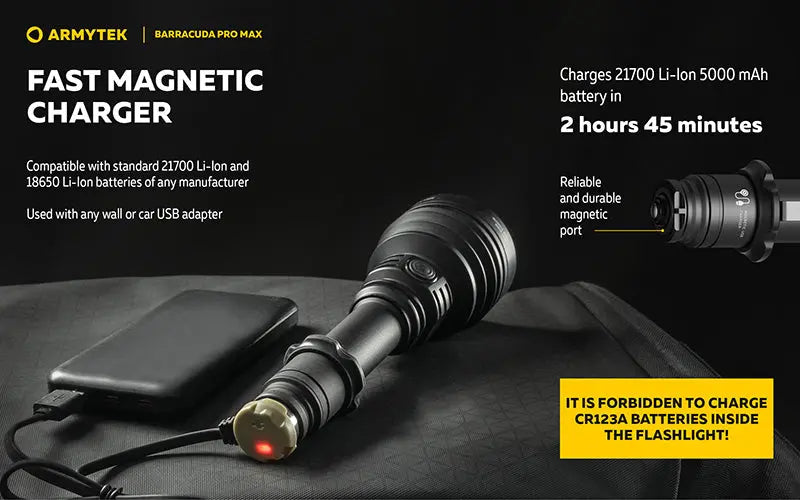 Lampe torche Armytek Barracuda Pro Max White 2800 Lumens - Portée 1000m - Rechargeable - Batterie 21700 Li-Ion  NYCTALOPE  