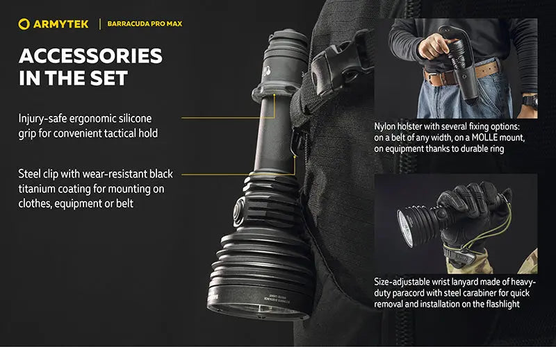 Lampe torche Armytek Barracuda Pro Max White 2800 Lumens - Portée 1000m - Rechargeable - Batterie 21700 Li-Ion  NYCTALOPE  