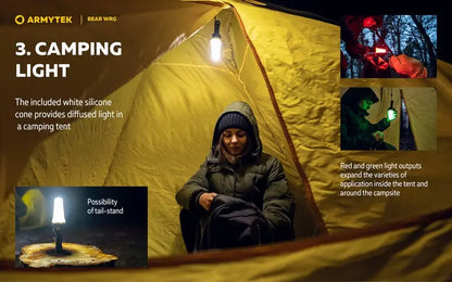 Lampe torche Armytek Bear WRG 1500 Lumens Lumière rouge et verte - rechargeable - NYCTALOPE
