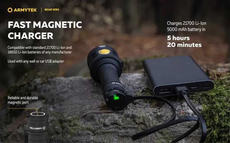 Lampe torche Armytek Bear WRG 1500 Lumens Lumière rouge et verte - rechargeable - NYCTALOPE