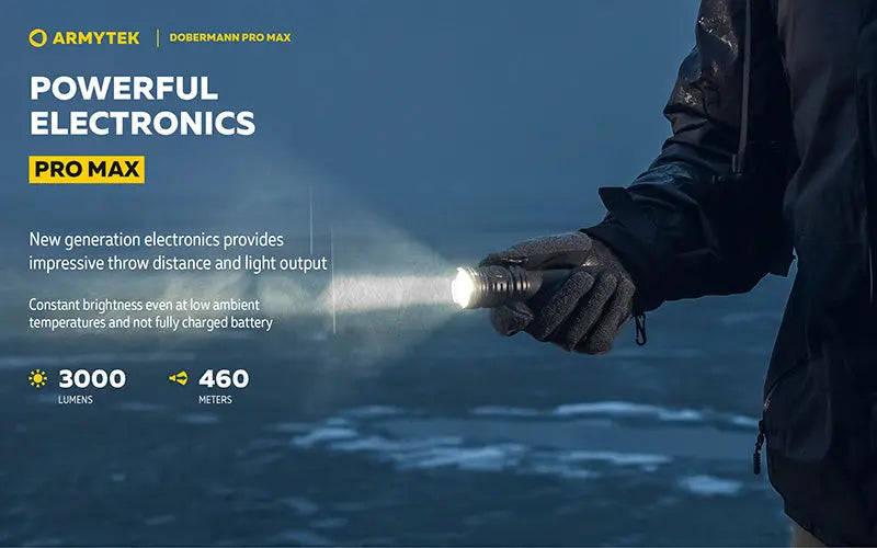 Lampe torche Armytek Dobermann Pro Max 3000 Lumens - Batterie 21700 Li-Ion 5000mAh  NYCTALOPE  