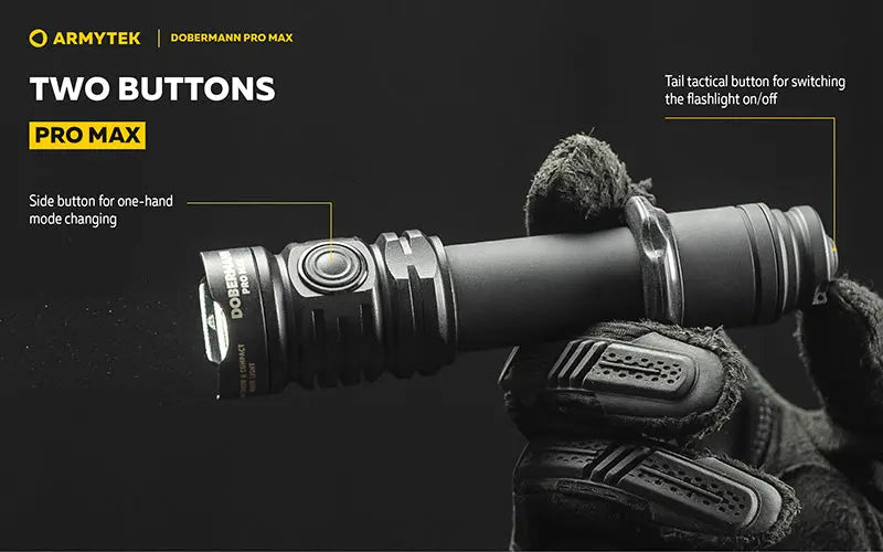 Lampe torche Armytek Dobermann Pro Max 3000 Lumens - Batterie 21700 Li-Ion 5000mAh  NYCTALOPE  