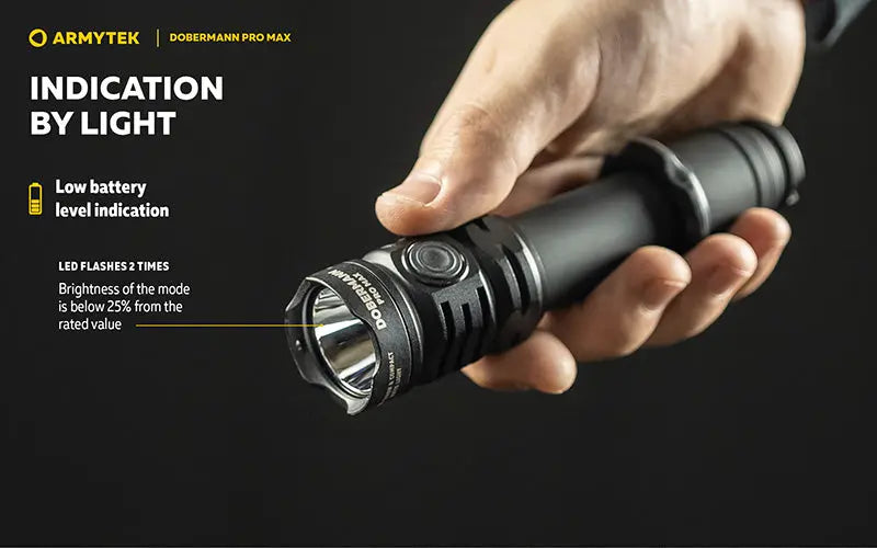 Lampe torche Armytek Dobermann Pro Max 3000 Lumens - Batterie 21700 Li-Ion 5000mAh  NYCTALOPE  