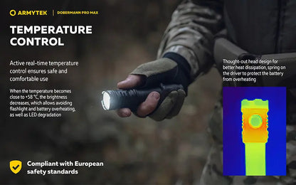 Lampe torche Armytek Dobermann Pro Max 3000 Lumens - Batterie 21700 Li-Ion 5000mAh  NYCTALOPE  