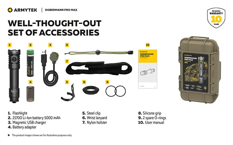Lampe torche Armytek Dobermann Pro Max 3000 Lumens - Batterie 21700 Li-Ion 5000mAh  NYCTALOPE  