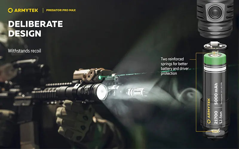 Lampe torche Armytek Predator Pro Max 3000 Lumens - Batterie 21700 Li-Ion 5000mAh  NYCTALOPE  