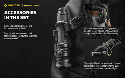 Lampe torche Armytek Predator Pro Max 3000 Lumens - Batterie 21700 Li-Ion 5000mAh  NYCTALOPE  
