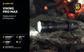 Lampe torche Armytek Viking Pro Max 5300 Lumens - Batterie 21700 Li-Ion 5000mAh - Portée de 355 mètres  NYCTALOPE  