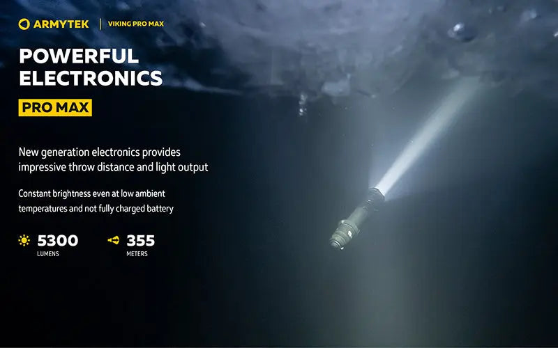 Lampe torche Armytek Viking Pro Max 5300 Lumens - Batterie 21700 Li-Ion 5000mAh - Portée de 355 mètres  NYCTALOPE  