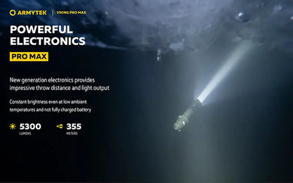 Lampe torche Armytek Viking Pro Max 5300 Lumens - Batterie 21700 Li-Ion 5000mAh - Portée de 355 mètres  NYCTALOPE  