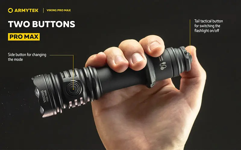 Lampe torche Armytek Viking Pro Max 5300 Lumens - Batterie 21700 Li-Ion 5000mAh - Portée de 355 mètres  NYCTALOPE  
