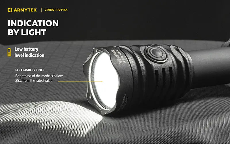 Lampe torche Armytek Viking Pro Max 5300 Lumens - Batterie 21700 Li-Ion 5000mAh - Portée de 355 mètres  NYCTALOPE  
