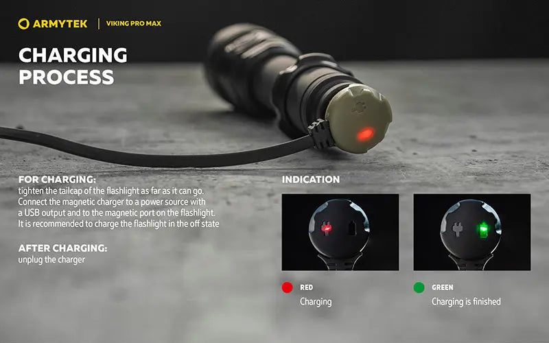 Lampe torche Armytek Viking Pro Max 5300 Lumens - Batterie 21700 Li-Ion 5000mAh - Portée de 355 mètres  NYCTALOPE  