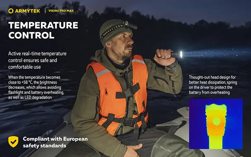 Lampe torche Armytek Viking Pro Max 5300 Lumens - Batterie 21700 Li-Ion 5000mAh - Portée de 355 mètres  NYCTALOPE  