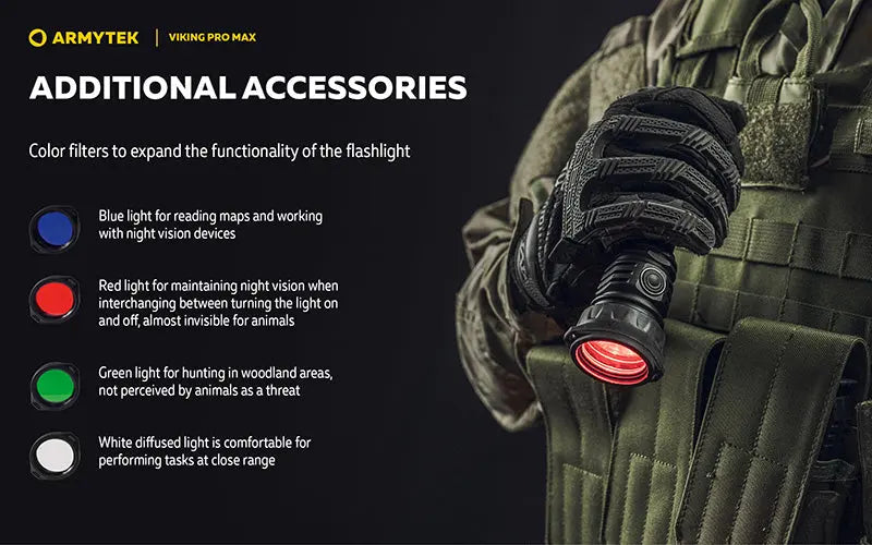 Lampe torche Armytek Viking Pro Max 5300 Lumens - Batterie 21700 Li-Ion 5000mAh - Portée de 355 mètres  NYCTALOPE  