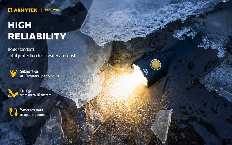 Lampe torche Armytek Bear WRG 1500 Lumens Lumière rouge et verte - rechargeable - NYCTALOPE