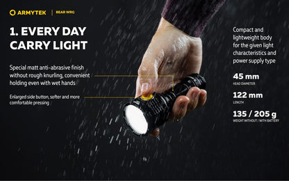 Lampe torche Armytek Bear WRG 1500 Lumens Lumière rouge et verte - rechargeable - NYCTALOPE