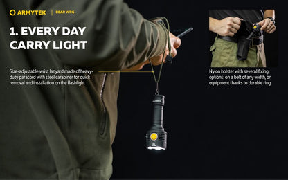 Lampe torche Armytek Bear WRG 1500 Lumens Lumière rouge et verte - rechargeable - NYCTALOPE