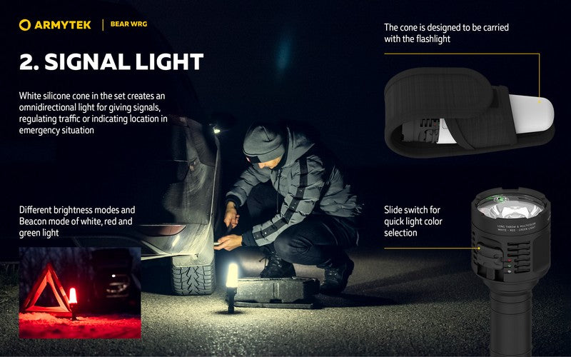 Lampe torche Armytek Bear WRG 1500 Lumens Lumière rouge et verte - rechargeable - NYCTALOPE