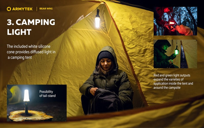 Lampe torche Armytek Bear WRG 1500 Lumens Lumière rouge et verte - rechargeable - NYCTALOPE