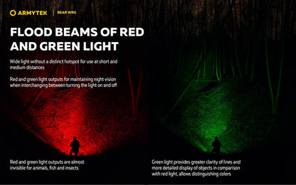Lampe torche Armytek Bear WRG 1500 Lumens Lumière rouge et verte - rechargeable - NYCTALOPE