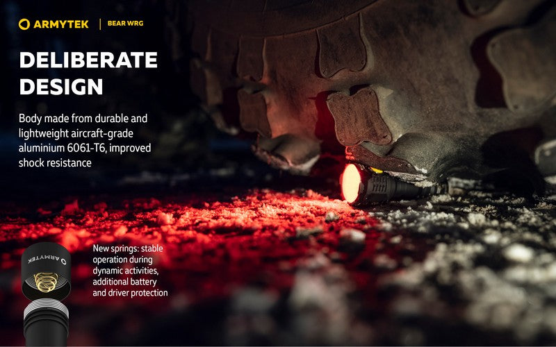 Lampe torche Armytek Bear WRG 1500 Lumens Lumière rouge et verte - rechargeable - NYCTALOPE