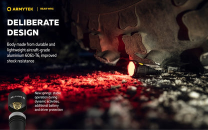 Lampe torche Armytek Bear WRG 1500 Lumens Lumière rouge et verte - rechargeable - NYCTALOPE