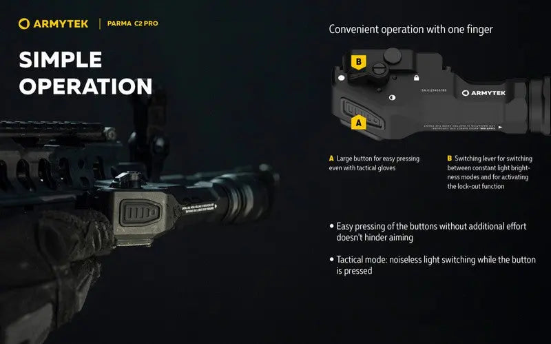 Lampe torche tactique Armytek Parma C2 Pro - 1500 Lumens  NYCTALOPE  