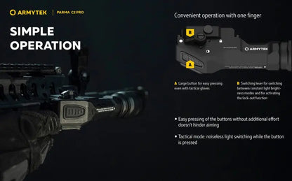 Lampe torche tactique Armytek Parma C2 Pro - 1500 Lumens  NYCTALOPE  