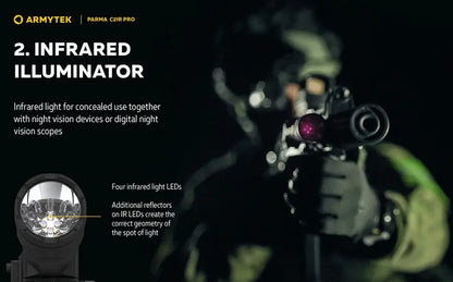 Lampe torche tactique Armytek Parma C2iR Pro 1250 Lumens + Infrarouge  NYCTALOPE  