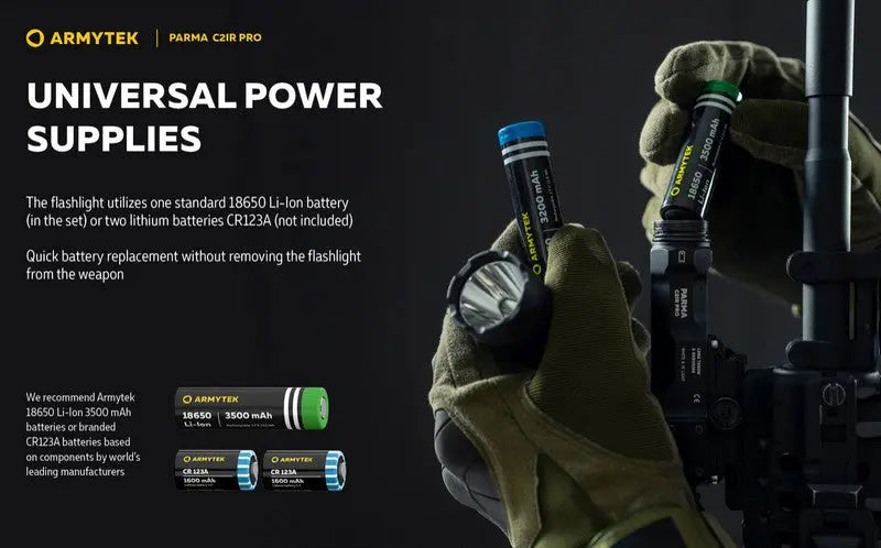 Lampe torche tactique Armytek Parma C2iR Pro 1250 Lumens + Infrarouge  NYCTALOPE  