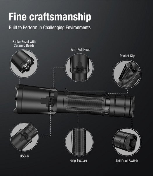 Lampe Torche Klarus XT11GT PRO V3 - 3300 Lumens tactique et rechargeable - NYCTALOPE