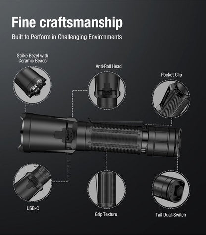 Lampe Torche Klarus XT11GT PRO V3 - 3300 Lumens tactique et rechargeable - NYCTALOPE