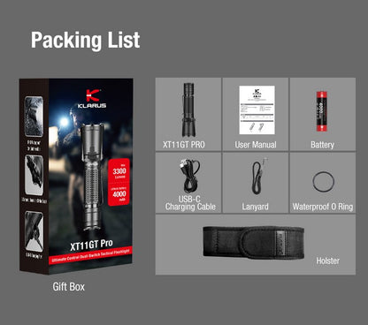 Lampe Torche Klarus XT11GT PRO V3 - 3300 Lumens tactique et rechargeable - NYCTALOPE