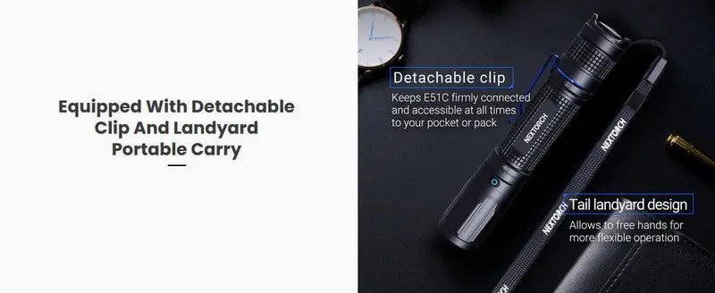 Lampe torche tactique Nextorch E51C - 1600 Lumens - rechargeable USB-C  NYCTALOPE  