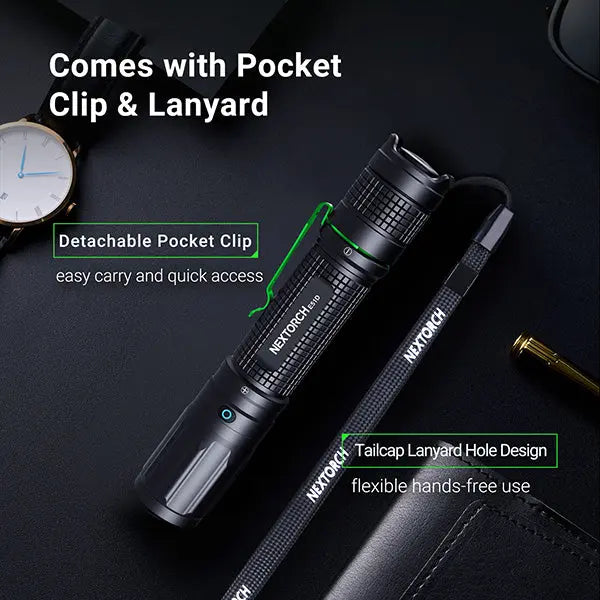 Lampe torche tactique Nextorch E51D - 2100 Lumens - rechargeable USB-C  NYCTALOPE  