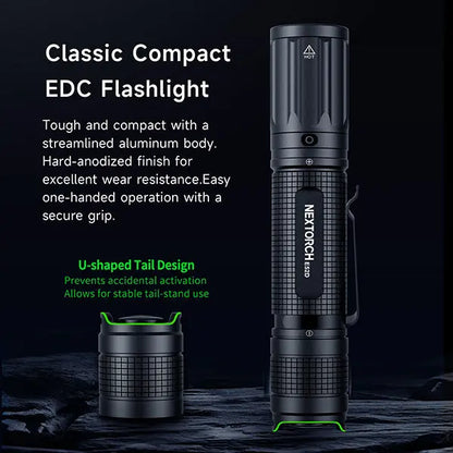 Lampe torche tactique Nextorch E52D - 3700Lumens - rechargeable USB-C  NYCTALOPE  
