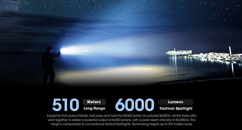 Lampe Torche Tactique Nitecore TM9K Pro 9900 Lumens rechargeable USB-C Nitecore