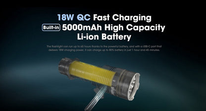 Lampe Torche Tactique Nitecore TM9K Pro 9900 Lumens rechargeable USB-C Nitecore