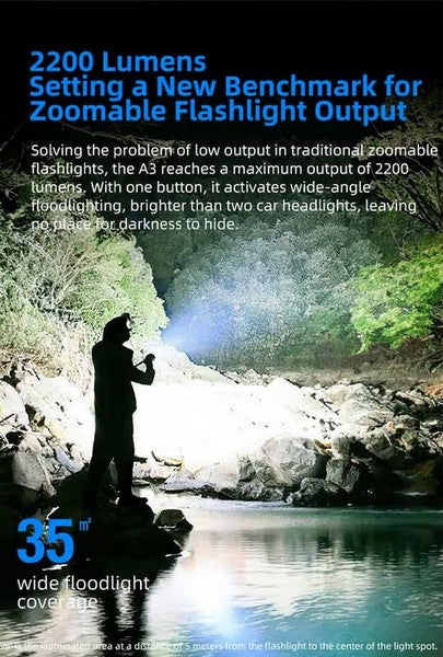 Lampe Torche Rechargeable Klarus A3 – 2200 Lumens – Focus réglable  NYCTALOPE  