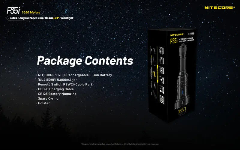 Lampe torche tactique laser Nitecore P35i LEP – 3000 Lumens  NYCTALOPE  