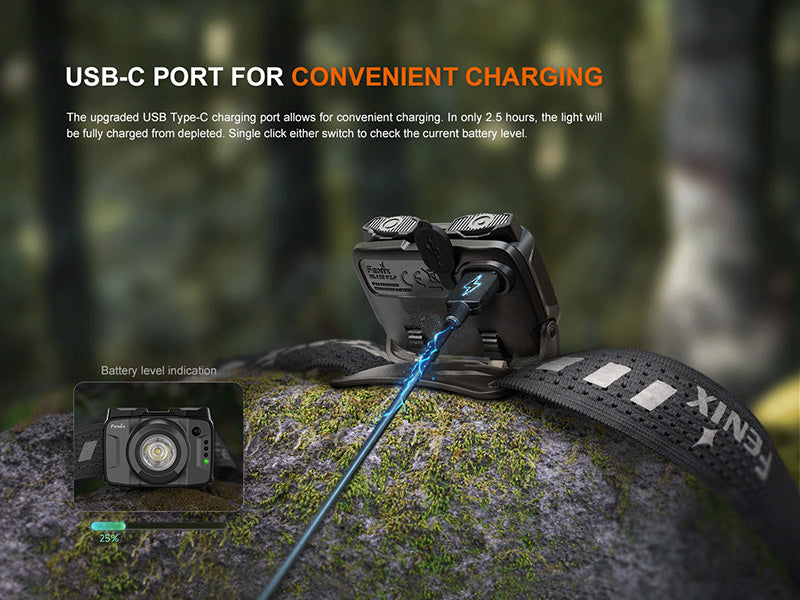 Lampe Frontale Fenix HL12R V2.0 500 Lumens - Rechargeable USB-C - Lumière Rouge - NYCTALOPE