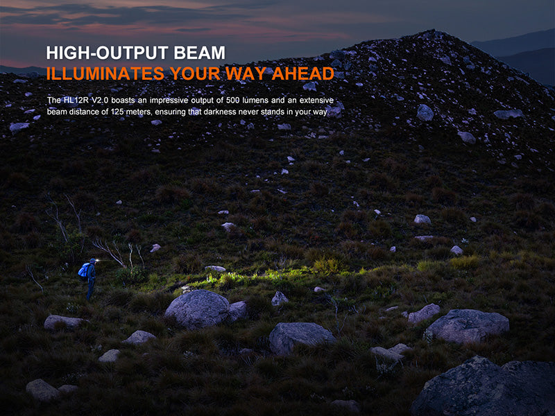 Lampe Frontale Fenix HL12R V2.0 500 Lumens - Rechargeable USB-C - Lumière Rouge - NYCTALOPE
