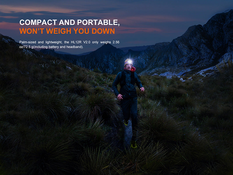 Lampe Frontale Fenix HL12R V2.0 500 Lumens - Rechargeable USB-C - Lumière Rouge - NYCTALOPE