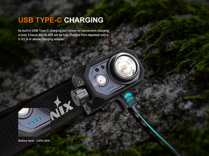 Lampe Frontale Fenix HL45R 1000 Lumens - Double faisceau ajustable - Détection gestuelle - Rechargeable USB-C - NYCTALOPE